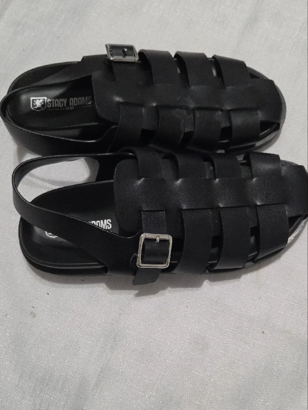 Stacy Adams Black Woven Leather Fisherman Sandals